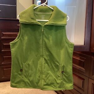 Lands' End Green Ribbed Collar Vest
